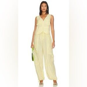 Sojinita Cargo Vest Top in Butter Yellow Parachute pants, Set Color: Butter NWT